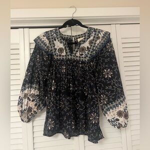 Cleobella Black and White Floral Blouse